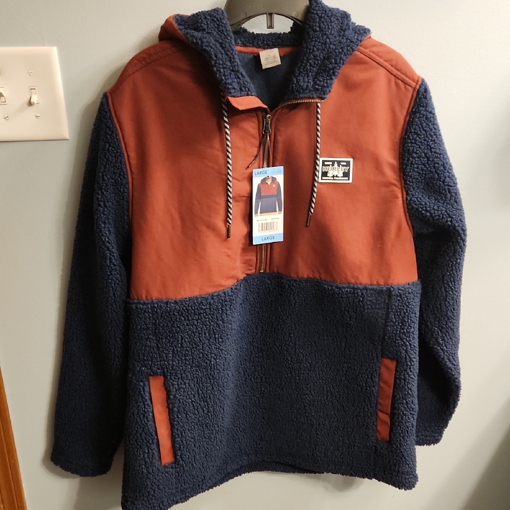 Hurley Navy and Rust Hoodie